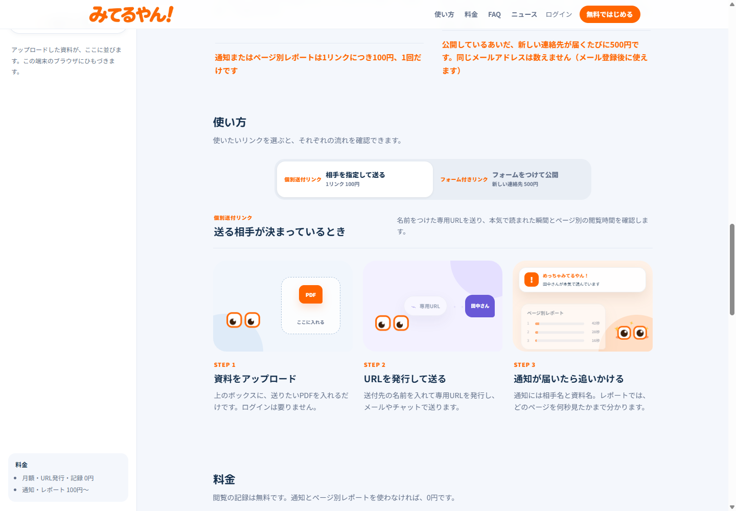 みてるやん!の使い方説明画面